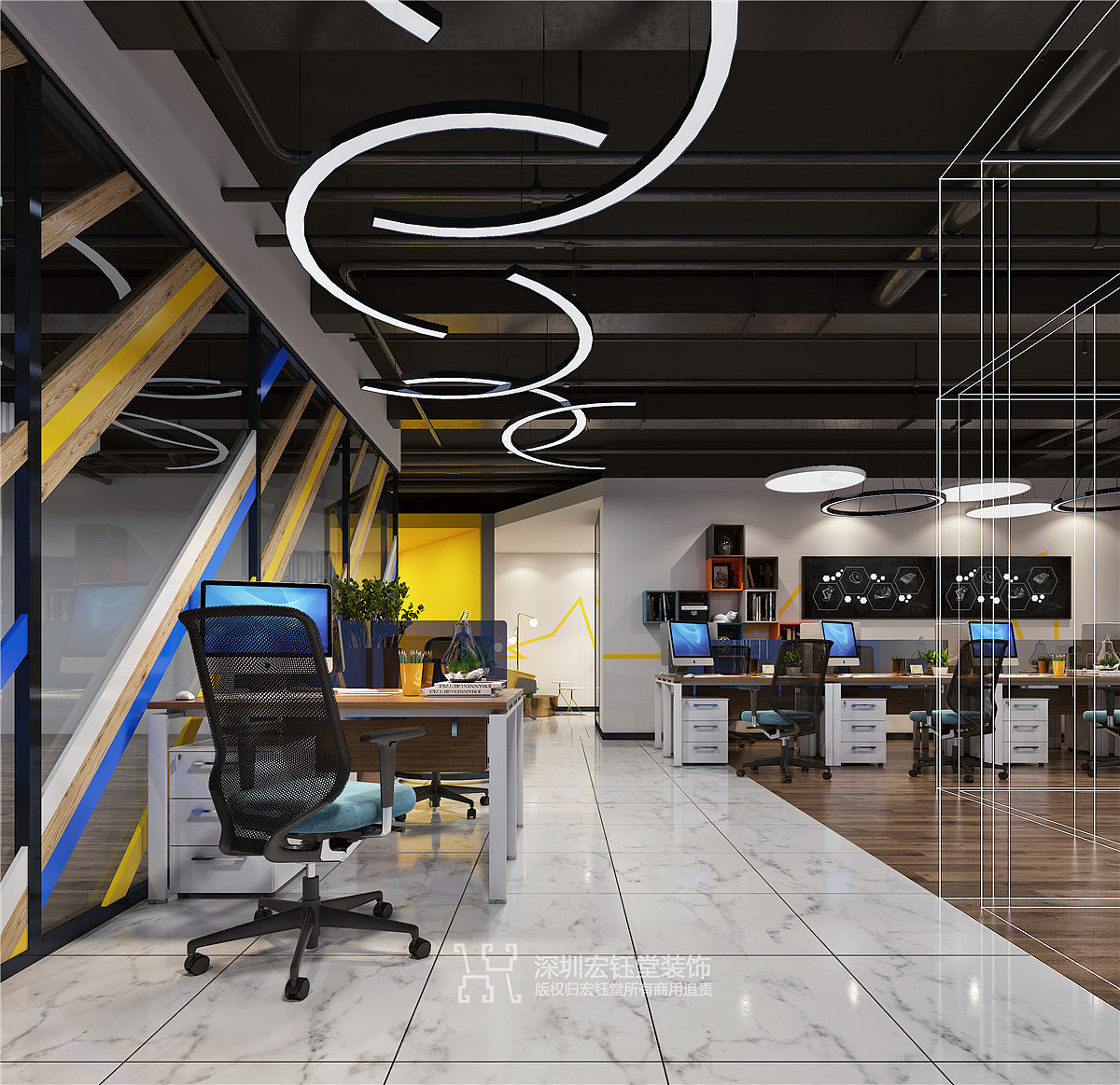 鄭州時尚前衛(wèi)的企業(yè)辦公室裝修設(shè)計(jì)圖|宏鈺堂辦公設(shè)計(jì)