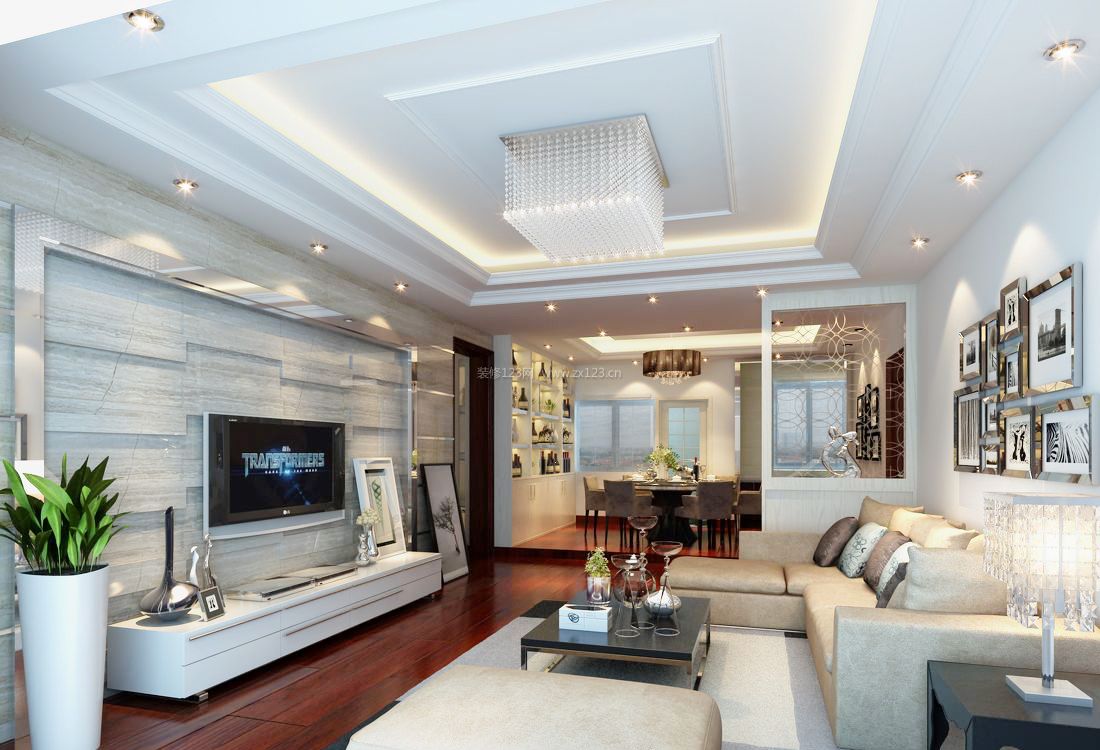 房屋吊頂燈設計效果圖片_裝修123效果圖